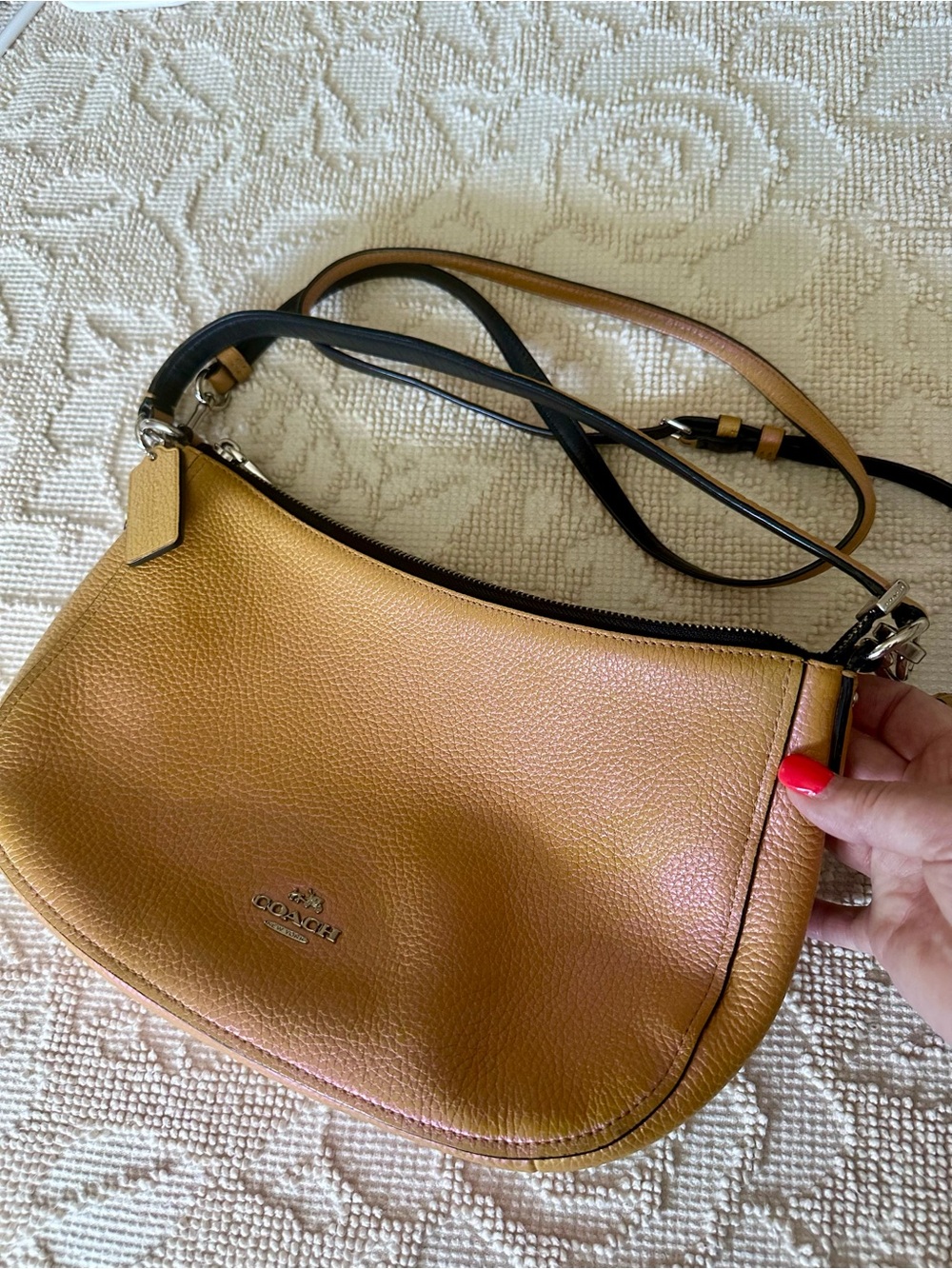 Coach Leather Iredescent Pearlescent Hologram Gold-Pink Chelsea Crossbody Purse - Picture 9 of 16